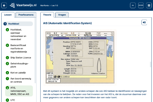 Lesdeel / theorie over Automatic Identification System van cursus Basiscertificaat Marifonie