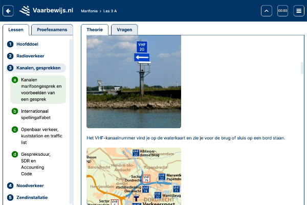 Lesdeel / theorie over kanalen en gesprekken van cursus Basiscertificaat Marifonie