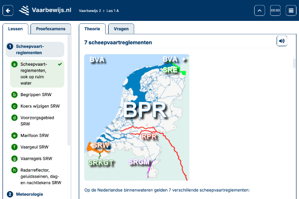 Lesdeel / theorie over scheepvaartreglementen van cursus Vaarbewijs 2